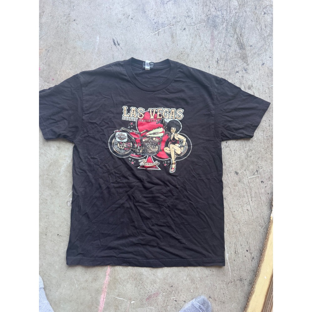 Harley Davidson Las Vegas Nevada Pinup Girl Graphic T-Shirt Black Large